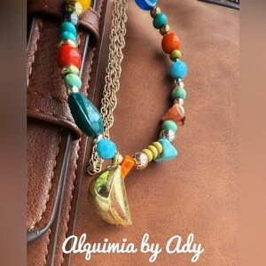 Beaded necklace gold card holder keychain bag charms